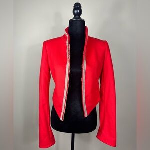 Juicy Couture Jacket Blazer Red Cropped Military Style Asymmetrical Coat Y2K Top